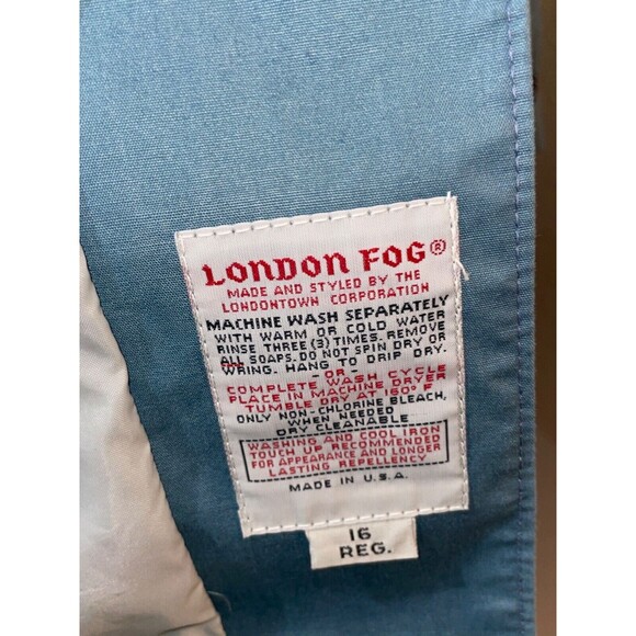 London Fog Women's Size 16 Vintage Blue Trench Coat made in USA - Picture 11 of 11